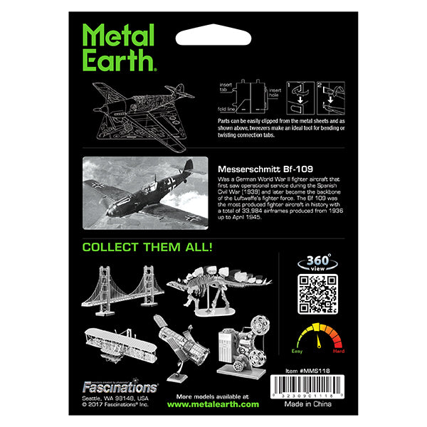 Fascinations Metal Earth Messerschmitt Bf-109 Airplane 3D Metal Model Kit